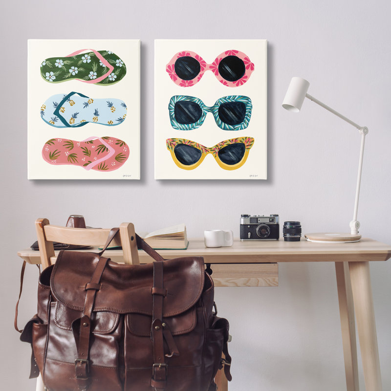  Ensemble de 2 reproductions d'art sur toile Beach Ready, H 30 po x l 24 po