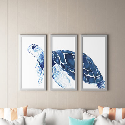 Turtle In The Blues by Elizabeth Medley - 3 Piece Single Picture Frame Multi-Piece Image