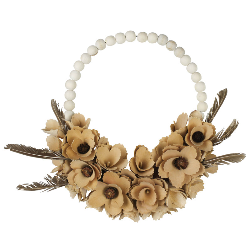 Couronne à raser en bois avec plumes