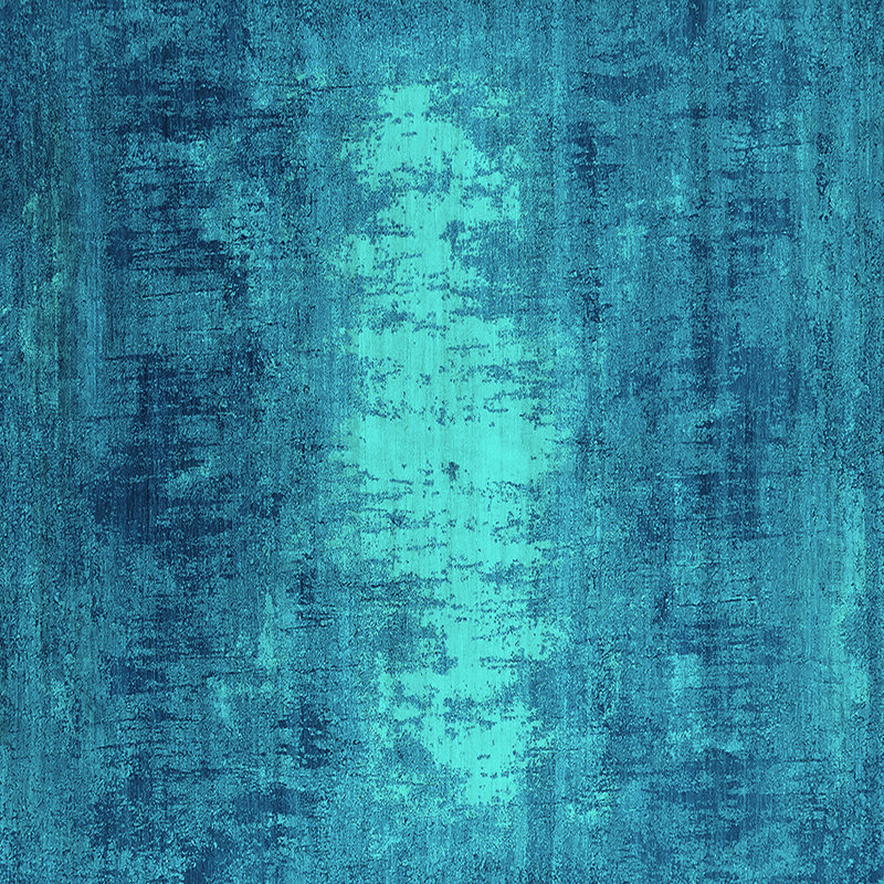 Tapis oriental bleu / bleu sarcelle tissé à la machine Warthman, Carré 8 pi