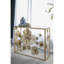 Console 39,5 "x 12" x 30,5 "dorée avec plateau en verre miroir, table d'entrée moderne pour vestibule de vestibule de salon