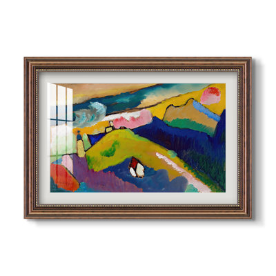 Paysage de montagne de Murnau avec église, 1910 - Wassily Kandinsky - Estampe encadrée sur mesure