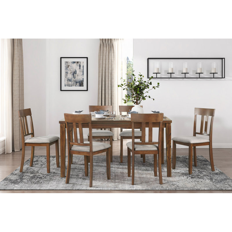 Ensemble de table de salle à manger 7 pièces et 6 chaises d'appoint rembourrées