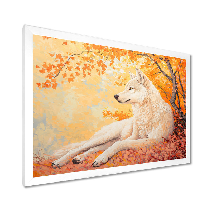 Blooming Wolf At Sunset II - loup, reproduction sur toile, Reproduction encadrée d'une seule photo sans pass, Blanc