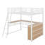 Lit mezzanine double en métal avec tablettes et bureau-720224625