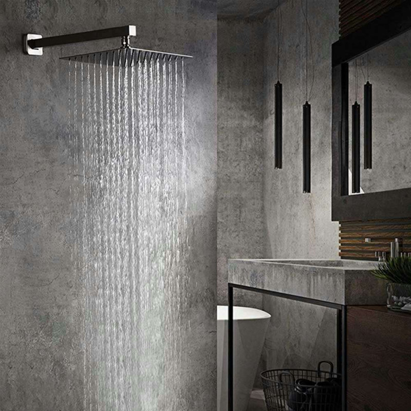 Brushed Nickel 12" Ultrathin Shower Head Wall Mount