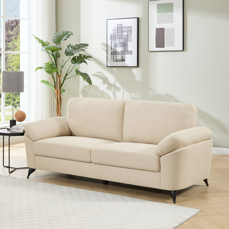 Sabita 4 Seater Linen Sofa, Beige