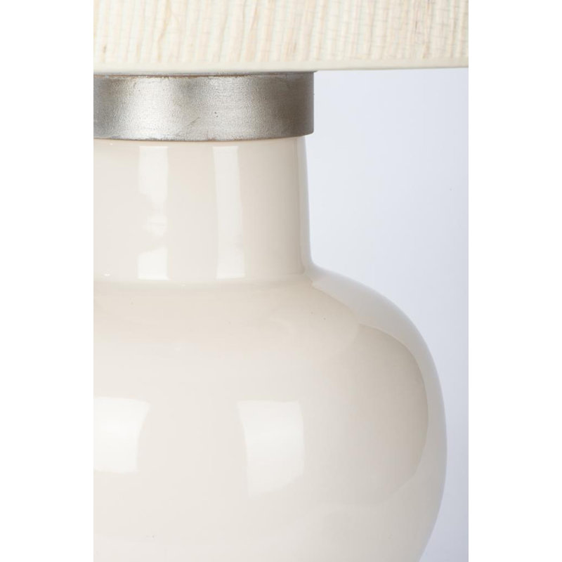 Silver Ceramic Table Lamp with Seagrass Drum Shade