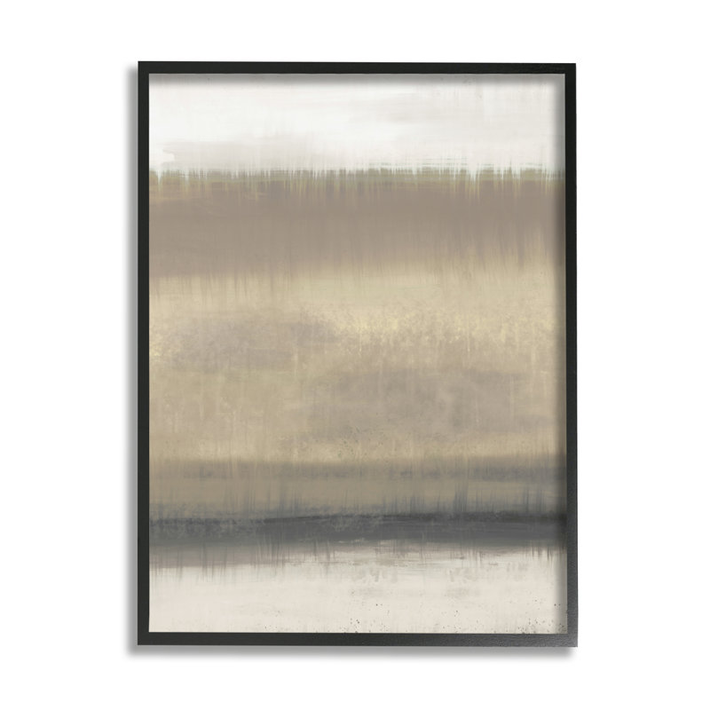 Peinture abstraite de paysage de prairies brunes par Elizabeth Medley, L 16 po x H 20 po, Giclée encadrée noir minuit