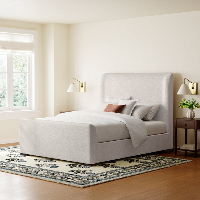 Scotty Upholstered Wingback Bed, Queen