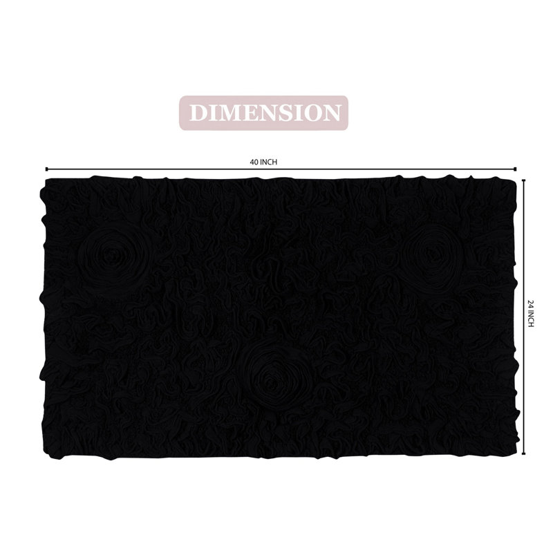 Tapis pour salle de bain Schoenberger, L 40 po x l 24 po, Noir, noir, noir, noir