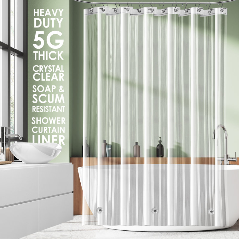 Clara Clark Heavy Duty Shower Curtain Liner, Clear