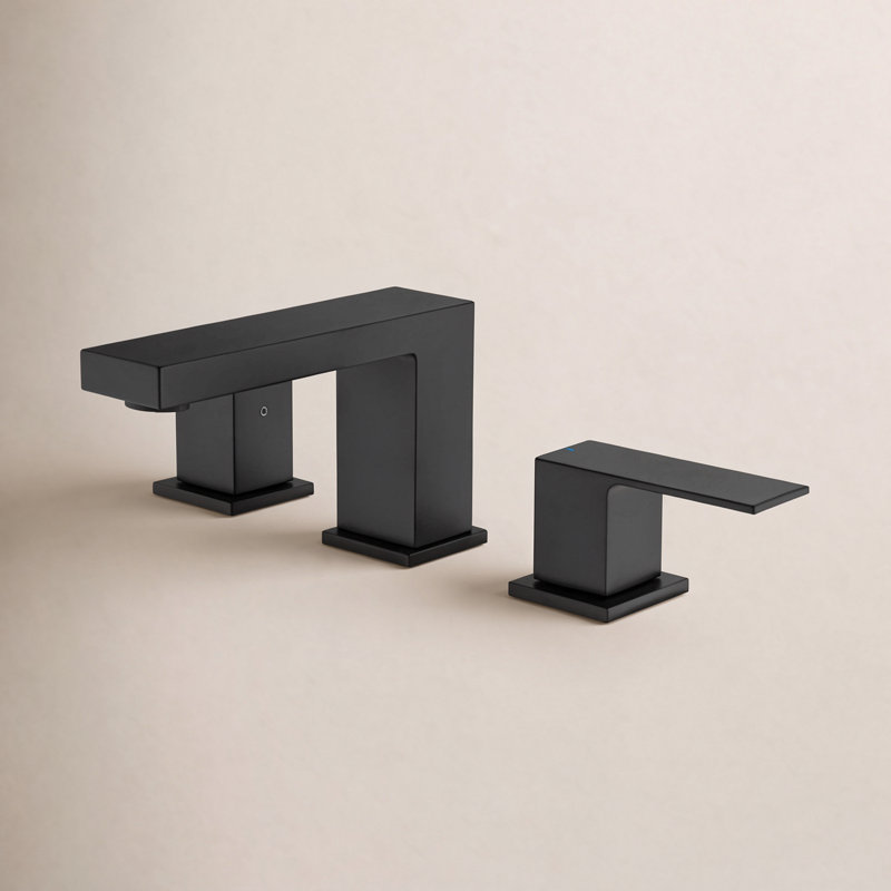Cube 2-handle Bathroom Faucet with Drain Assembly, Black