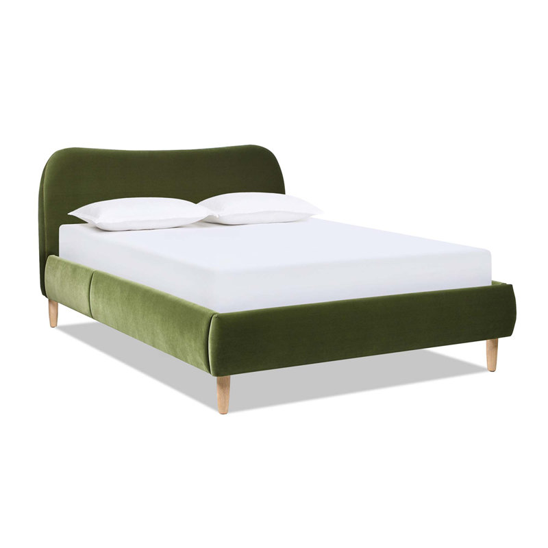 Lit plateforme tapissier Roman, Grand, Vert olive