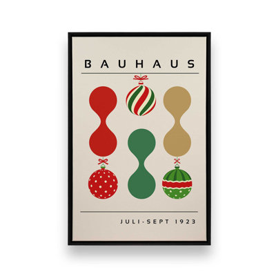 Bauhaus Retro Christmas Ornaments Print on Canvas