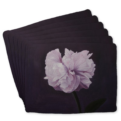 Beautiful Purple Flower Braided Polyester Placemats - Set of 6