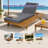 Lounge Chaise Set With Headrest, Space-Saving One-Side Design, Acacia Wood With Water-Resistant Tri-Fold Lounge Cushions, Dark Gray+Teak-1425658562