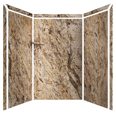 Bordure de douche en alcôve à 3 panneaux FlexStone Elegance l 48 po x P 36 po x H 80 po Golden Beaches