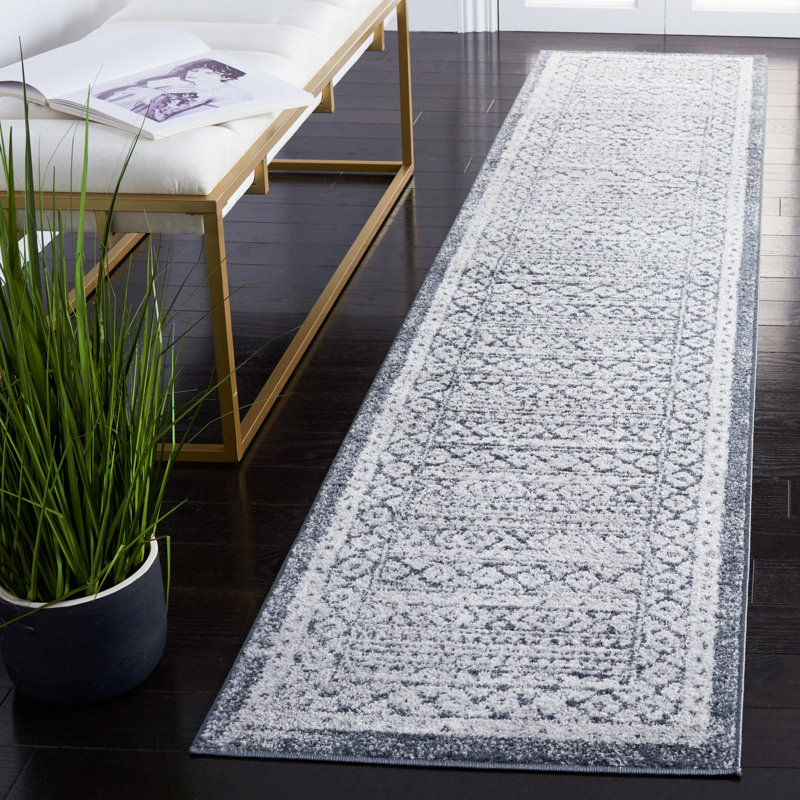 Tapis gris / ivoire Gracie-Lou 658, Tapis de couloir 2 pi x 9 pi