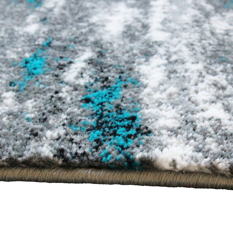 Clifton Collection Turquoise Abstract Outer Space, Runner 2' x 7'