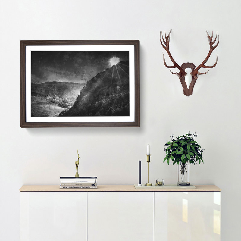 Arthurs Seat in Edinburgh Scotland - Picture Frame Painting Print, 62cm H x 87cm W x 2cm D, Walnut Framed