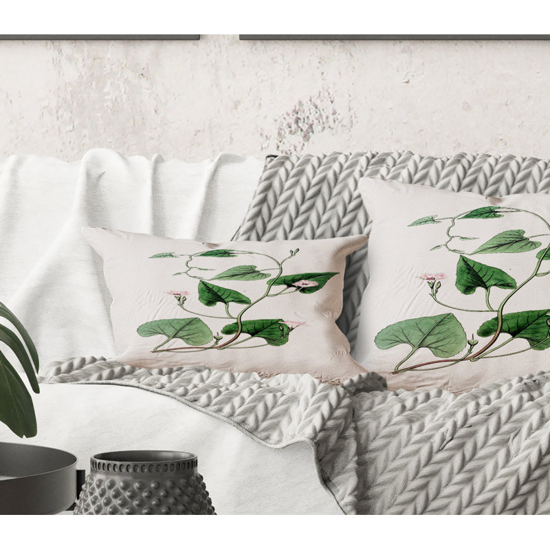 Rectangle, feuilles vertes rétro Plants IX - coussin décoratif traditionnel