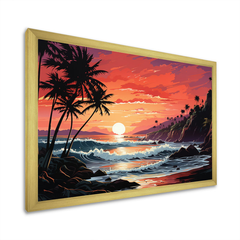 «Allivia Beach Tropical Vibes XV», reproduction sur toile, Cadre doré à une seule photo, H 12 po x l 20 po x P 1 po