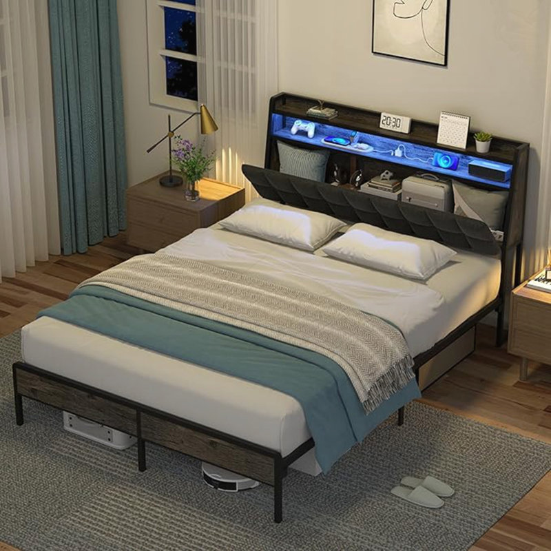Queen Bed Frame With Multi-Space Storage