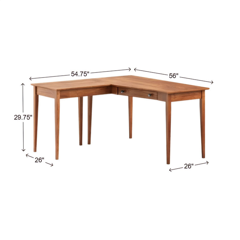 Bureau en bois massif gauche Malani, Pacanier doré
