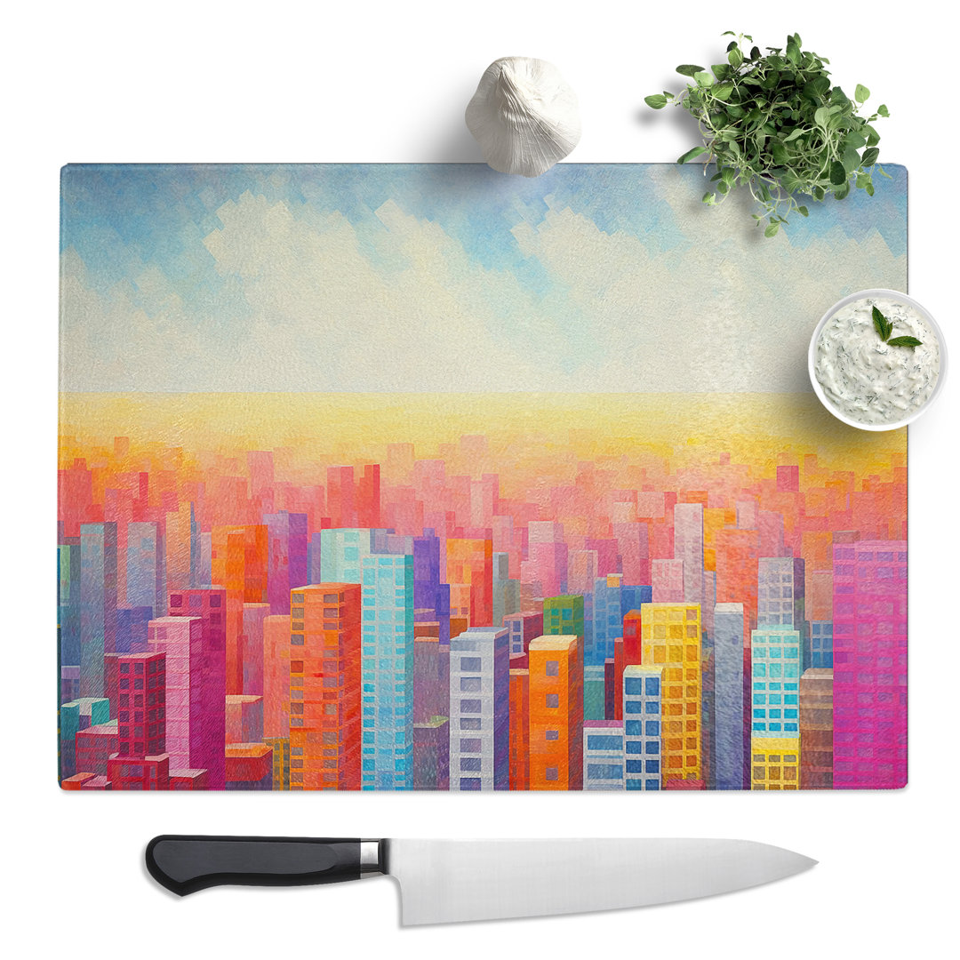 Skyscraper Colour Field  Glass Chopping Board