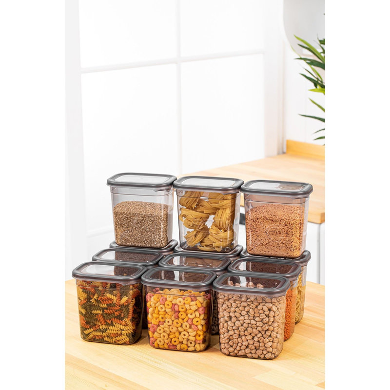 Ensemble de boîte de rangement durable (12 pièces), couleur anthracite, 5,5 x 5,5 x 3,9 pouces | 100% plastique sans BPA, capacité de 38,8 oz liq. Lavable au lave-vaisselle, parfait pour organiser les espaces de la maison et du bureau, conception peu e
