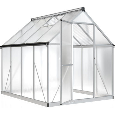 6 ft. W x 7 ft. D Greenhouse for Outdoors,with Quick Setup Structure and Roof Vent, Silver