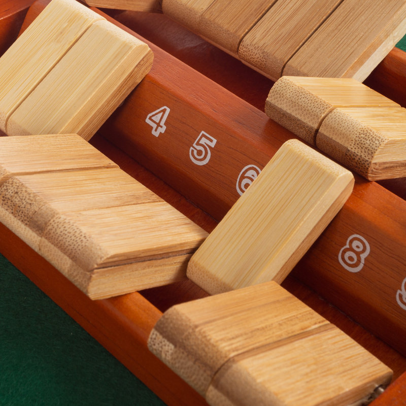 Hey Play Shut The Box - Ensemble de 9 jeux classiques - Planche de bois à l'ancienne avec dés pour adultes et enfants