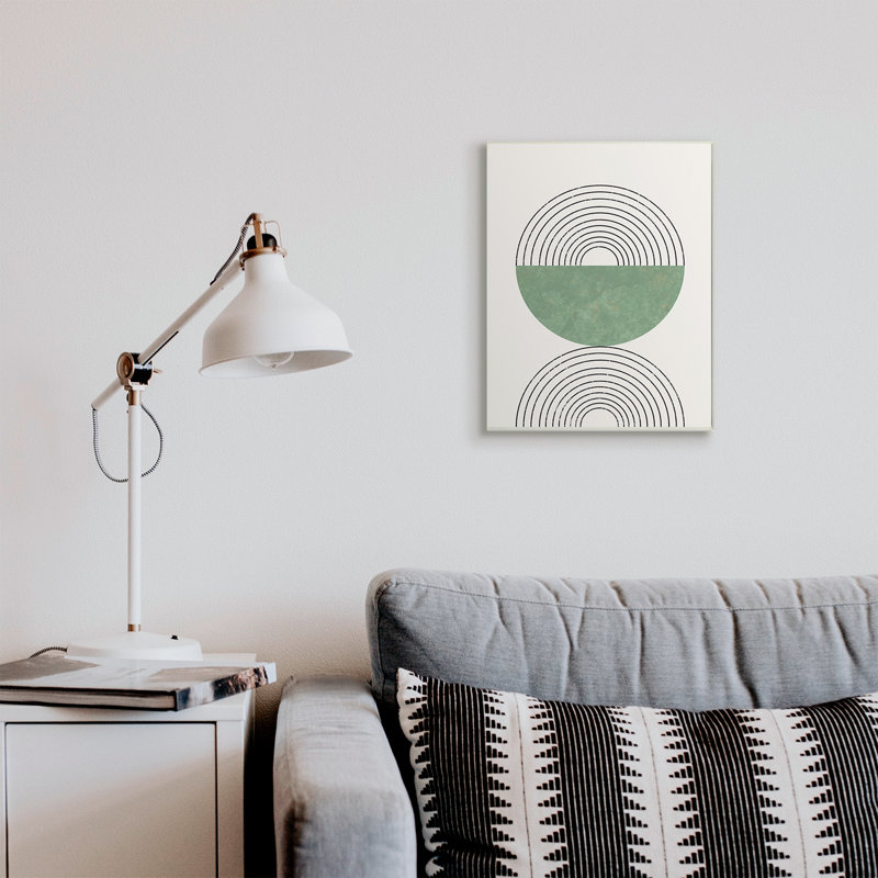 Étude abstraite géométrique circulaire incurvée Art déco, Plaque murale, H 19 po x l 13 po