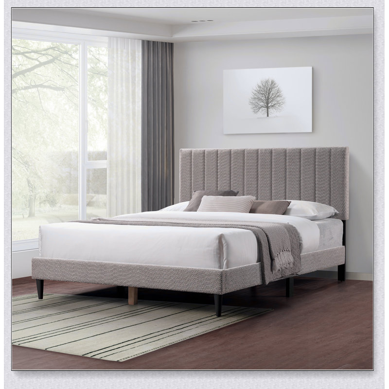 Tufted Upholstered Platform Bed, Gray