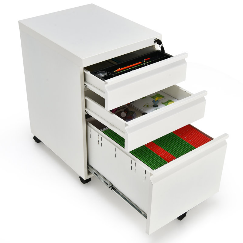 40 cm W 3 -Drawer Steel Filing Cabinet, White