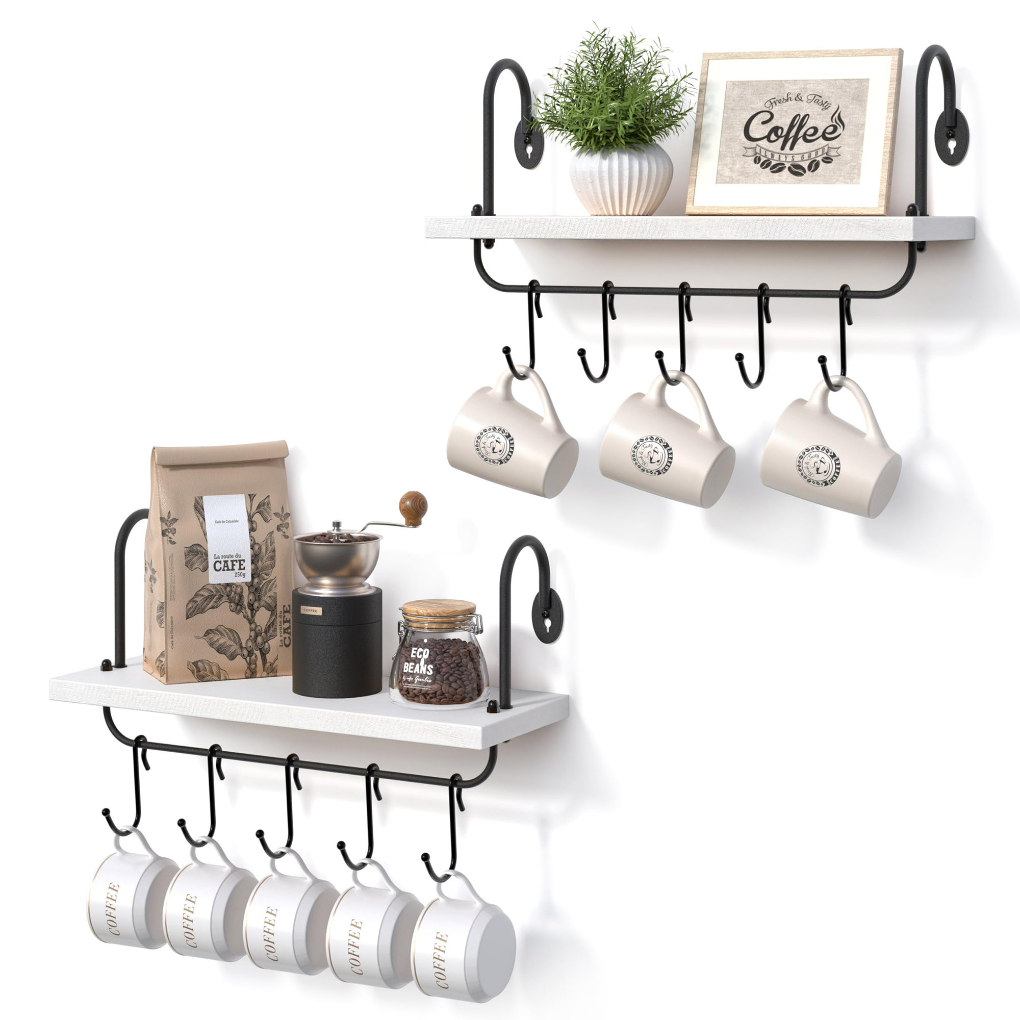 Round Mug Wall Rack Ophelia & Co. Wall Mounted Coffee Mug Rack Set of 2 | Wayfair