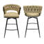 2 tabourets de bar en cuir technique brun. Pivotant à 360 degrés, base en métal, siège rembourré pour îlot de cuisine, tabourets de bar de 2 places, bars, cafés, fermes
