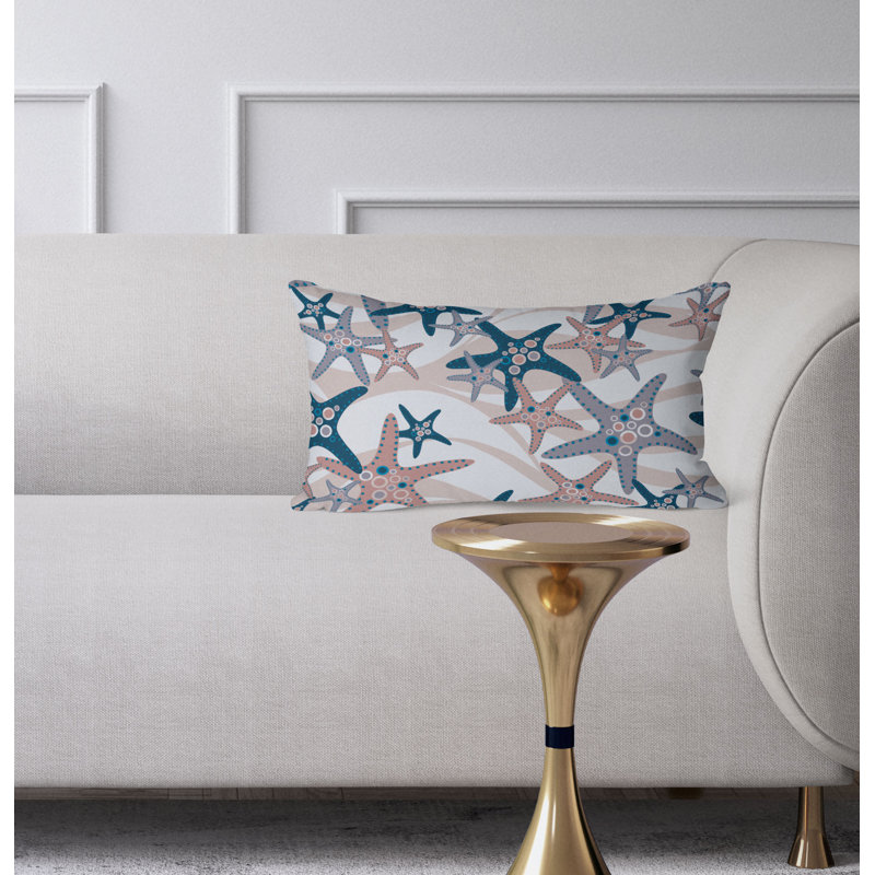 Starfish Sway  Rectangular Throw Pillow, Pink/Silver