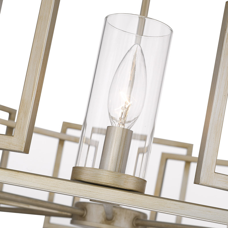 Lustre tambour unique à 8 lumières Newlin, Or blanc