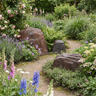 3-Piece Faux Landscape Rock Set - Brown