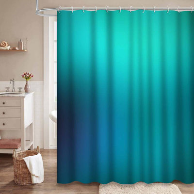 Rideau de douche turquoise et vert émeraude avec 12 crochets