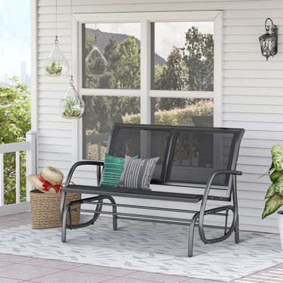 2 bancs de balançoire d'extérieur, double balançoire de patio. Structure en acier thermolaqué. Tissu de toile confortable. Eau, séchage rapide, -. Meubles de porche de jardin arrière, noir. L 47,54 po x l 27,5 po