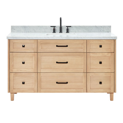 ARIEL Monroe Single Sink Bathroom Vanity with Italian Carrara Marble Top