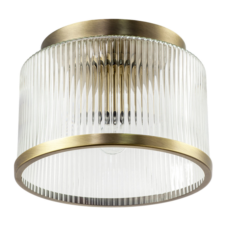 Glass Semi Flush Mount, Antique Brass