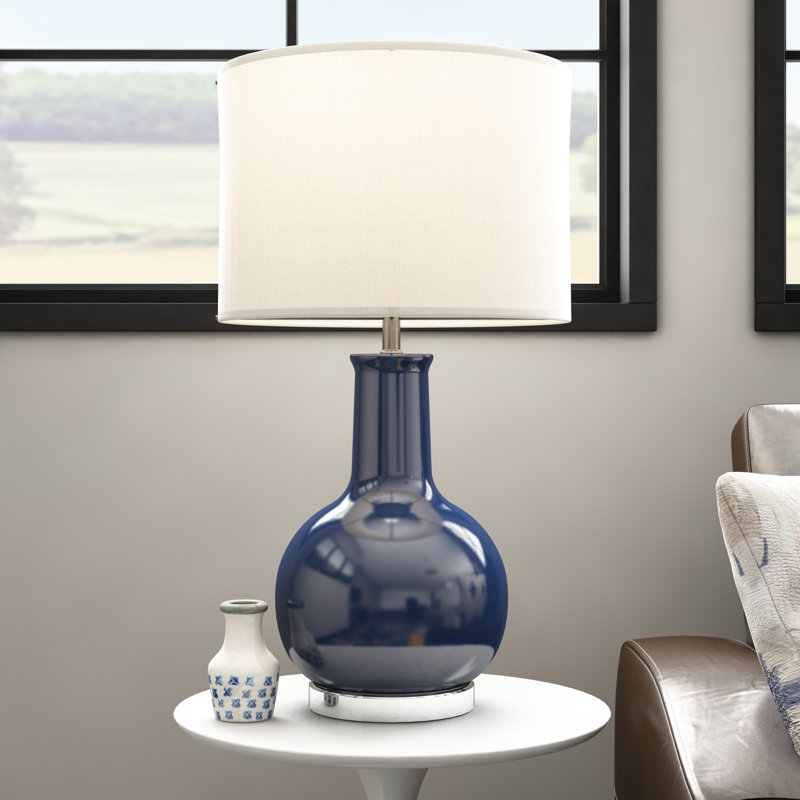 Amirjon Ceramic Table Lamp, Navy Blue