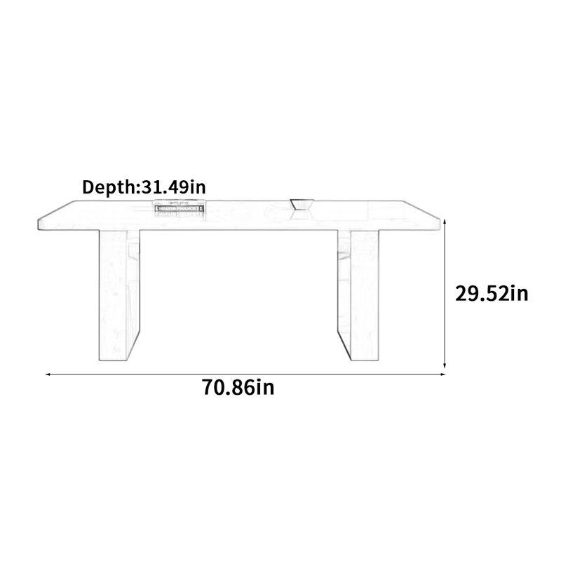 Vintage Rock Slab Dining Table, 29.52"H x 70.86"L x 31.49"W