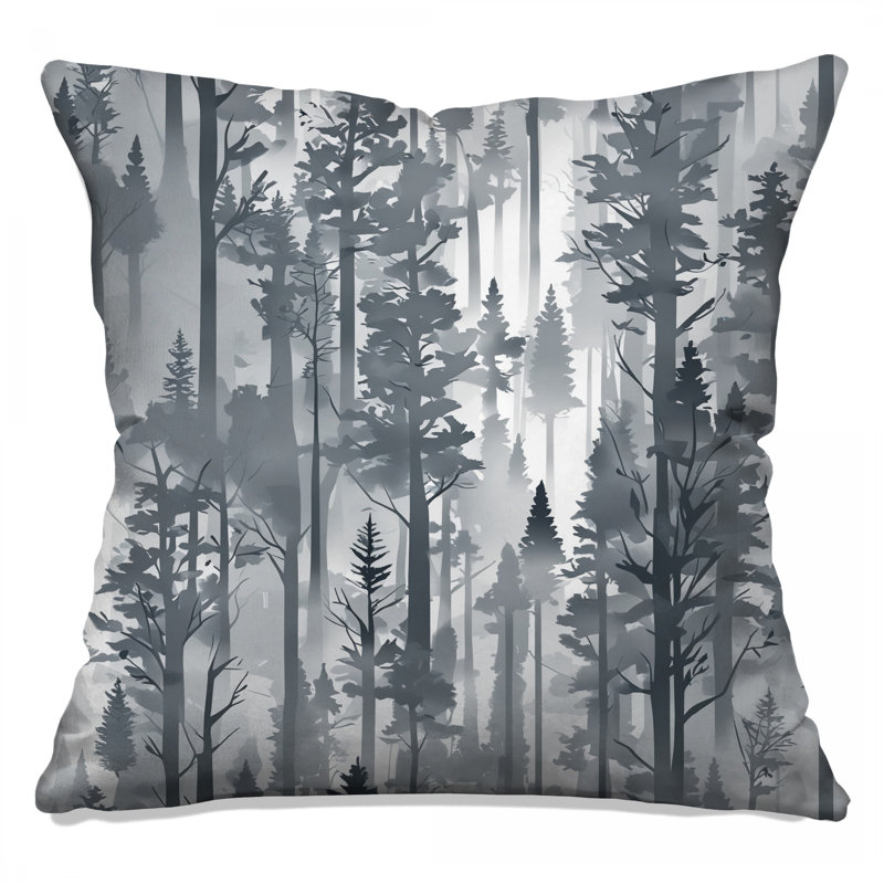 Foggy Pine Forest Double Sided Throw Pillows, 14 x 14 inches