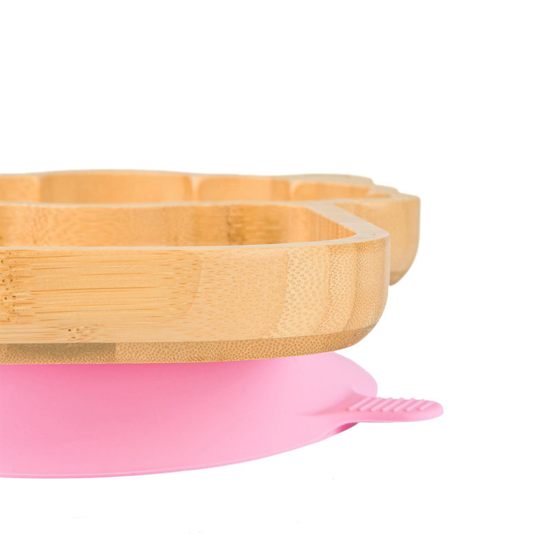 Tiny Dining - Children's Bamboo Suction Llama Plate, Pink