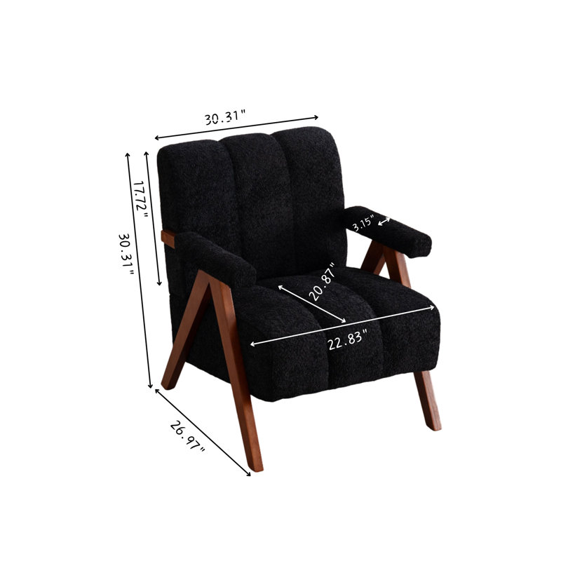 Fauteuil d'appoint Mid-Century 30 po, Noir